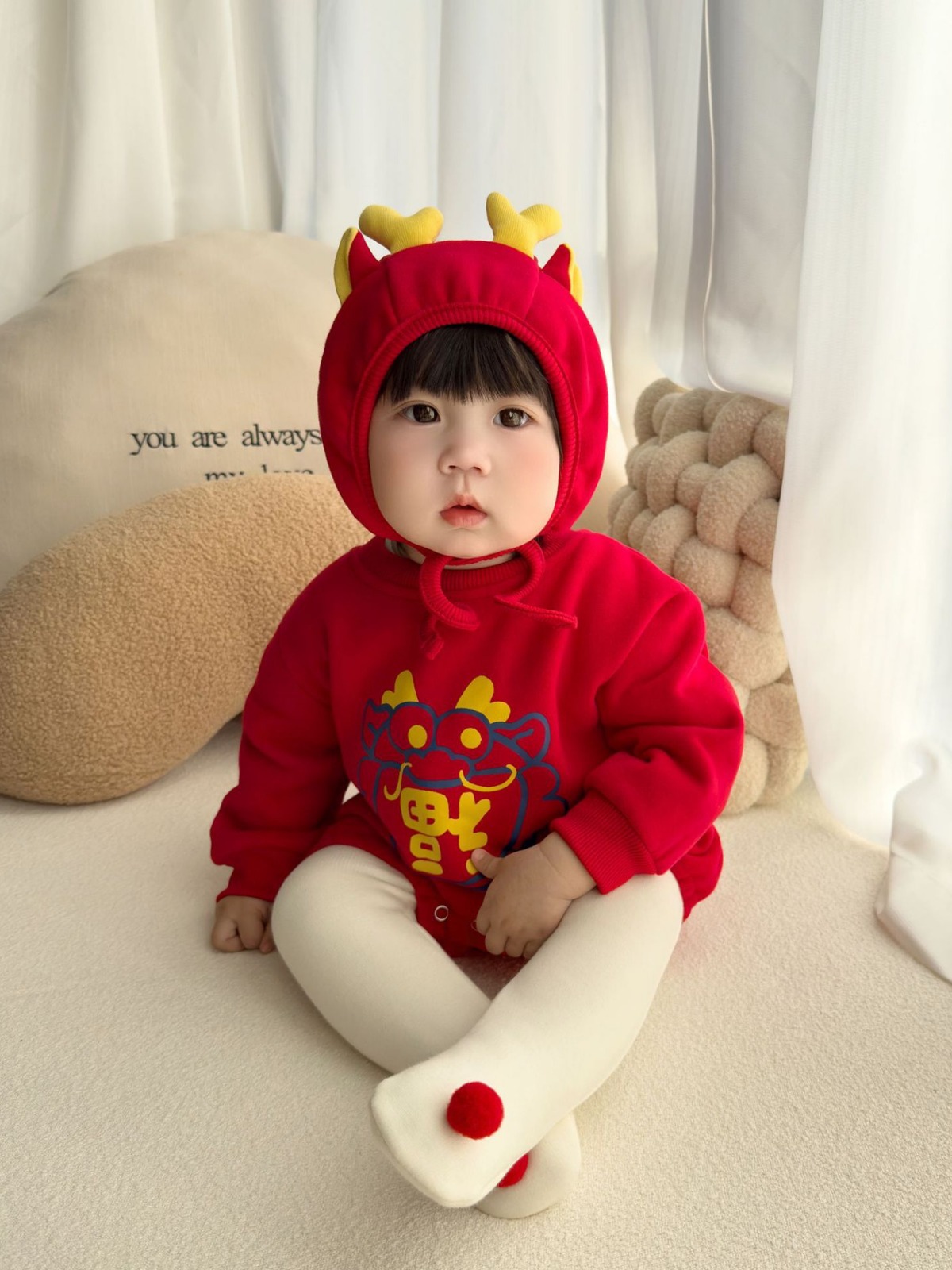 Conjunto de Ropa de Año Nuevo para Bebé Otoño/Invierno, Estilo INS, Tendencia Nacional, Mameluco Infantil de Año Nuevo, Conjunto de Vestido para el Festival de Primavera