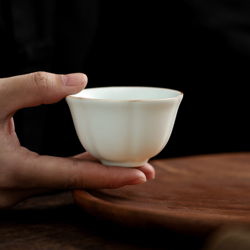 Guochao 文化的で創造的な天青ル窯カンフー茶セットティーカップセットセラミックマスターカップハイエンドティーカップティーボウルお土産|undefined