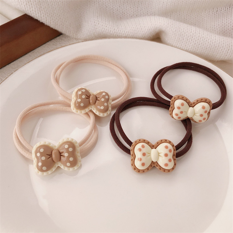 Te de leche ondulado punto arco anillo de cabello temperamento de alta calidad chica cuerda de cabello de cola de caballo universal banda de goma adornos para el cabello