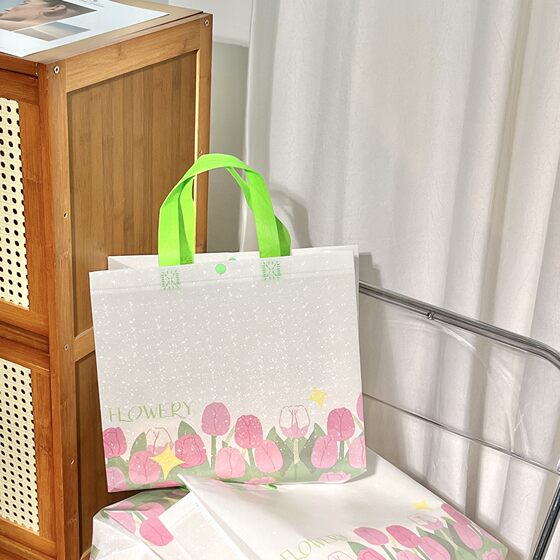 Cross-border Curcuma Laminated with Hidden Buckle Non-woven Bag Fashion Environmental Protection Handbag Women's Clothing Store Bag Shopping Bag