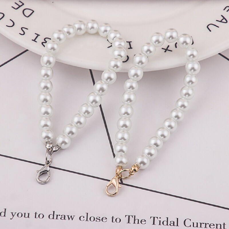 Pearl Bracelet Accessories Handmade Pearl Chain Women DIY Keychain Bracelet Bag Chain Handmade Beaded Mobile Phone DIY Alloy