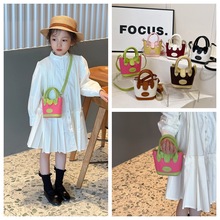 小众设计时尚韩版撞色宝宝小包包水桶手提包高级女童洋气小挎包潮