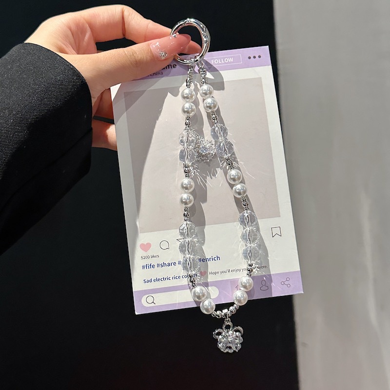 Cadena de colgar para teléfono móvil de alta gama hecha a mano de boutique, cadena de giro de copo de nieve de viento, cordón de teléfono móvil de moda, colgante de mensajero largo