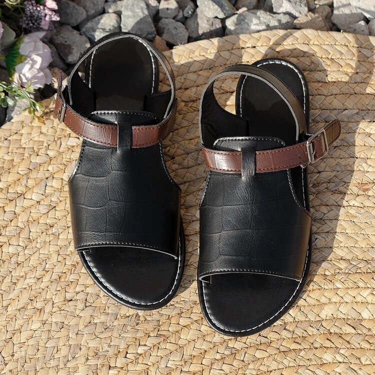New Summer Cross-Border Crocodile Pattern Open-Toe Buckle Flat Sandals for Women, Plus Size, Vintage Casual Versatile Women's Shoes New Summer Cross-Border Crocodile Pattern Open-Toe Buckle Flat Sandals for Women, Plus Size, Vintage Casual Versatile Women's Shoes