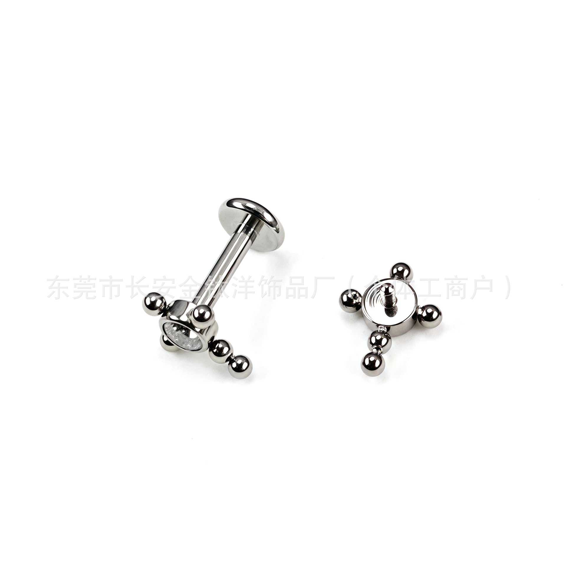 ASTM F136 Titanium Cross Diamond Inlay Internally Threaded Ear Studs - Cartilage Helix Tragus Piercing Jewelry G23 Alloy detail image 7