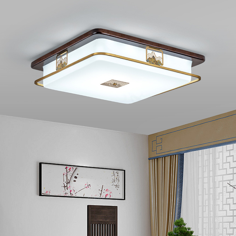 Sala de estar lámpara de techo comedor dormitorio 2026 nuevo ultra delgado nuevo estilo chino de protección de ojos de nuez negra lámpara de estudio de madera sólida 667L
