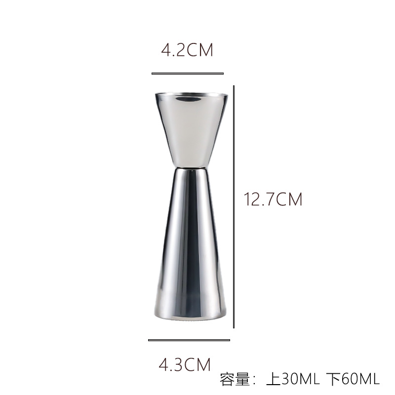 Taza medidora de acero inoxidable de doble cara con escala, taza de 30/60 onzas, herramienta para mezclar en bar, taza medidora