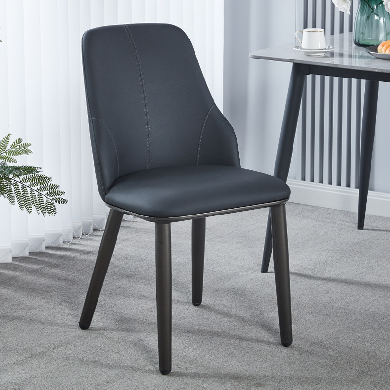 Silla de comedor de estilo italiano para uso doméstico, silla sencilla con respaldo de cuero, estilo nórdico para reuniones, mesa y silla de restaurante de hotel con respaldo alto.