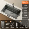 [Hot Special Offer] Sink + Hot and Cold Faucet + Soap Liquid - [Extra Large Size] Nano Black Diamond (Length 72 Width 45)