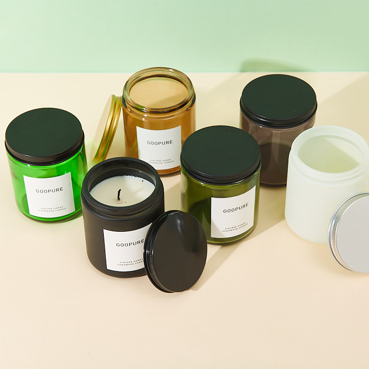 250ml空瓶手工自制香薰蜡烛罐 墨绿色白色哑黑哑白烛台杯玻璃蜡烛