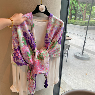 Ethnic Style Cotton and Linen Scarf for Women, Autumn and Winter Warm Long Silk Scarf, 2025 Summer New Style Air-Conditioned Room Outer Shawl
