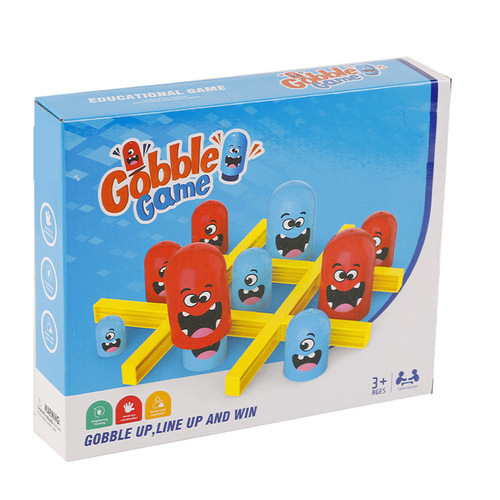 Cross-border fun tic-tac-toe eating small three-cup rooster in succession children's board game strategy parent-child interactive toys