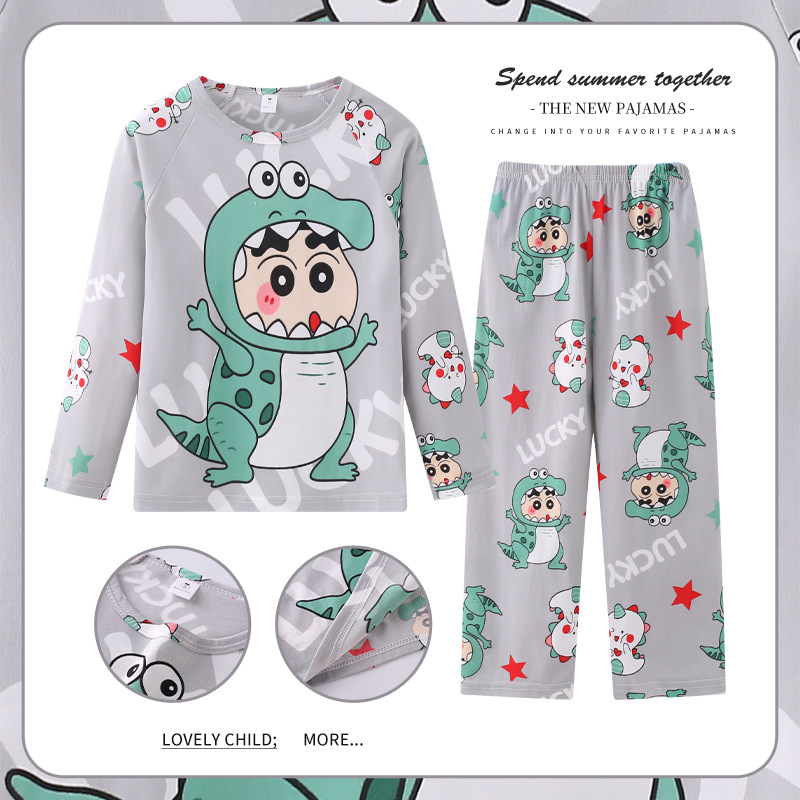Pijamas de las niñas primavera y otoño manga larga delgada medio y grande niños lindos dibujos animados bebé niños princesa estilo homewear traje