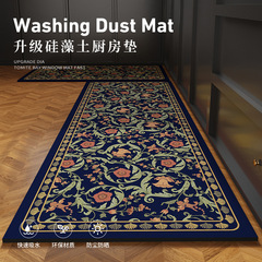 跨境復古廚房地墊防水防油可擦免洗腳墊家用門口吸水耐髒墊子防滑