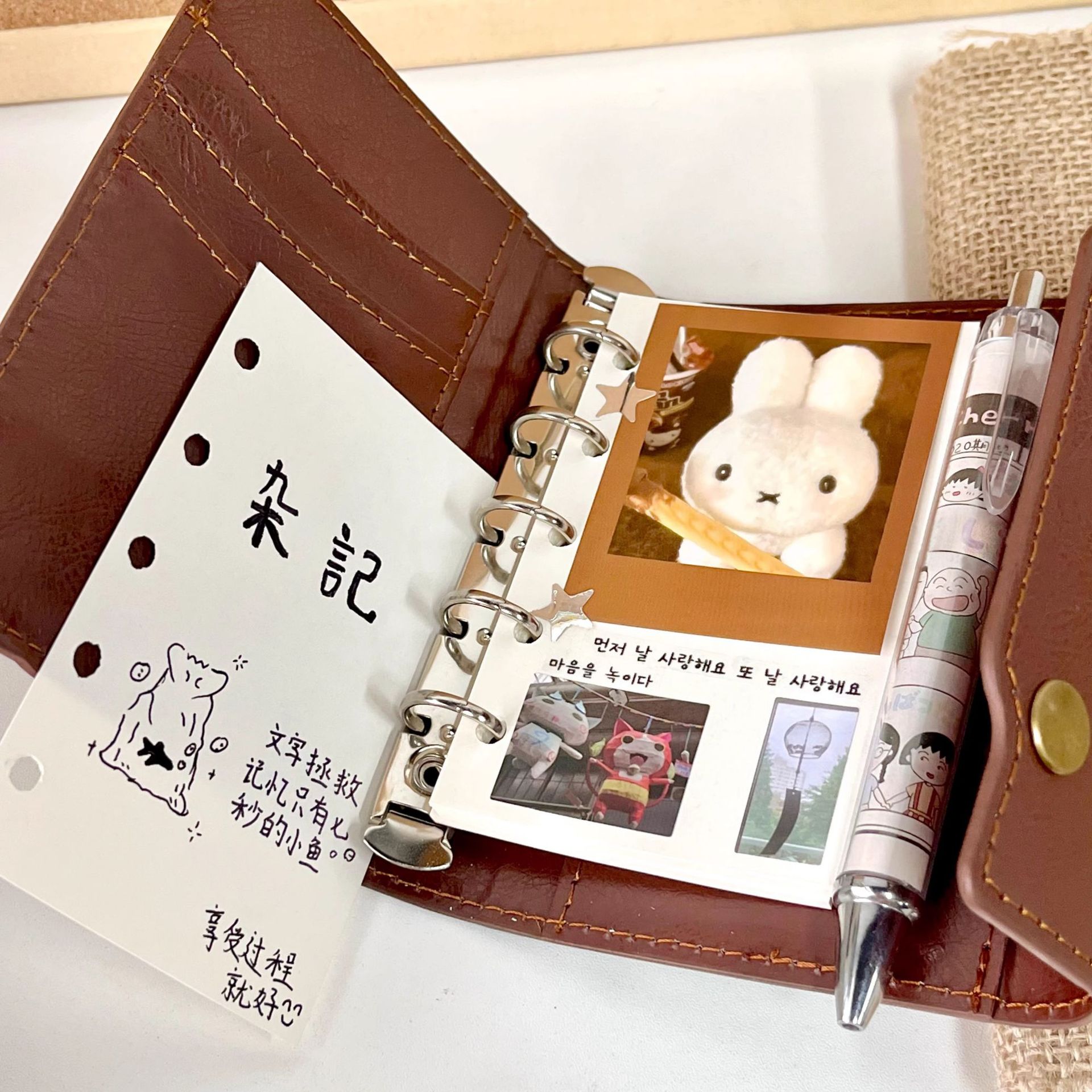 小紅書レトロブラウン70% off式m5ルーズリーフノートins学生用コーヒー色ブロガー携帯DIY手帳