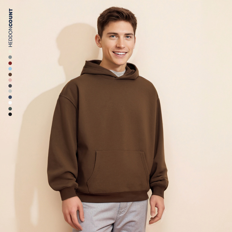Felpa con cappuccio unisex pesante - Spugna spazzolata 380 g/m² in 13 colori | Felpa streetwear oversize con spalle scese_voghion.com