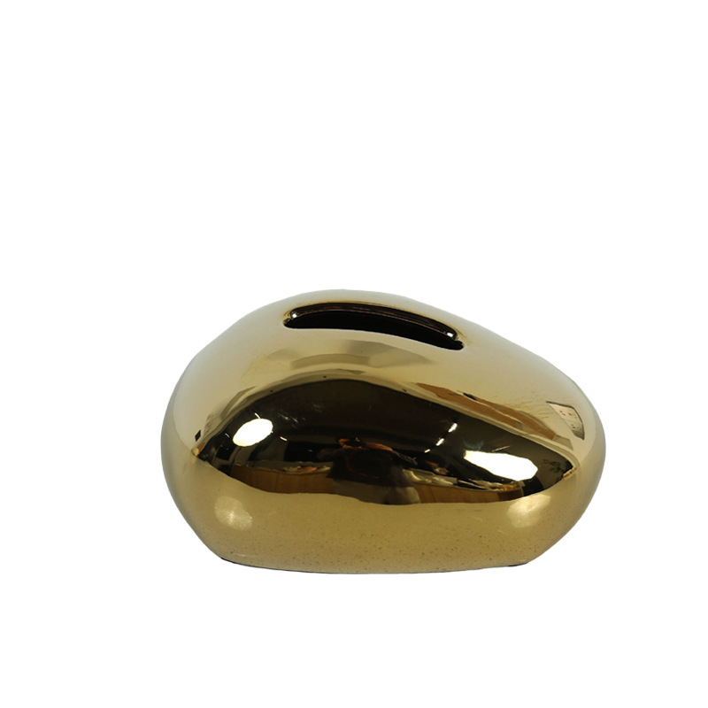 Caja de servillas de cerámica dorada y plateada, caja de servillas domésticas, caja de almacenamiento, mesa de té, caja de extracción, decoración de escritorio, decoración