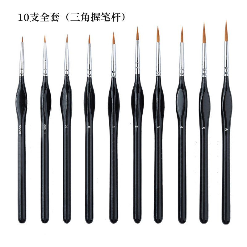 Amazon nuevo producto 10 unidades traje comadreja pelo triángulo gancho pluma aceite fábrica directa abedul pintura gouache