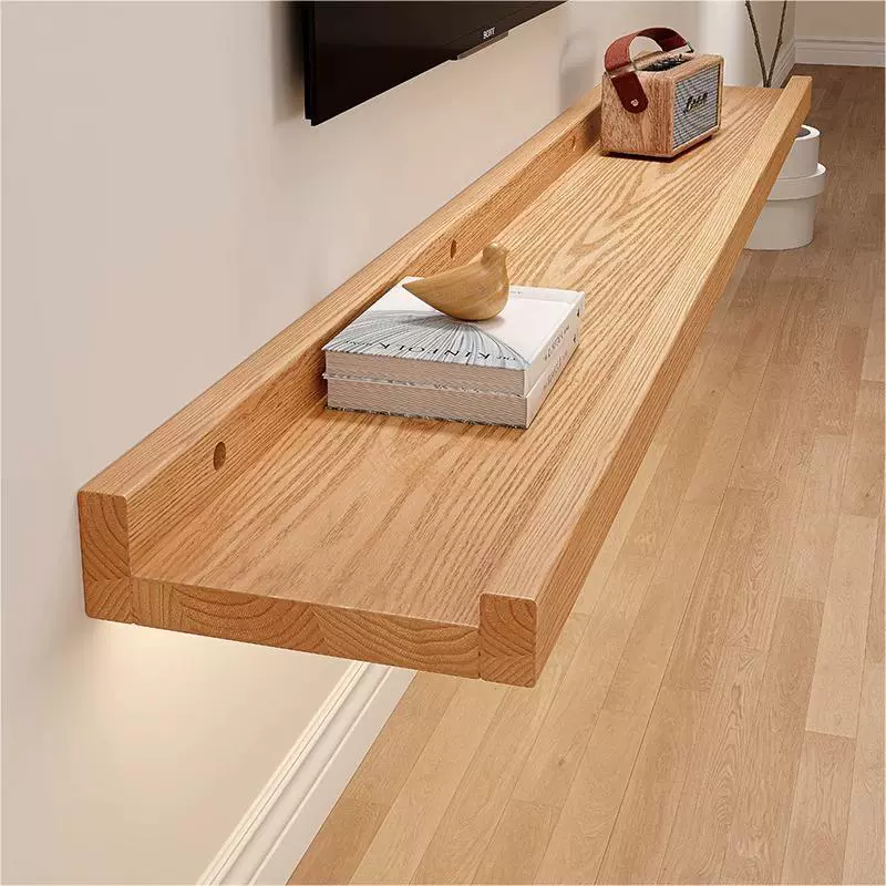 Стенная стойка из цельного дерева, деревянная доска, телевизионная подставка, подставка для хранения, подвешенная стеновая панель