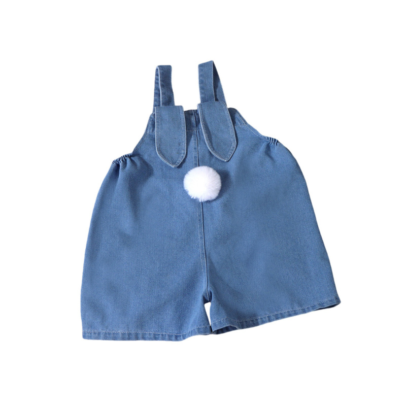 Children's Denim Overalls 2025 Summer New Shorts Rabbit Ears Cute Little Girl Baby Pants Trendy