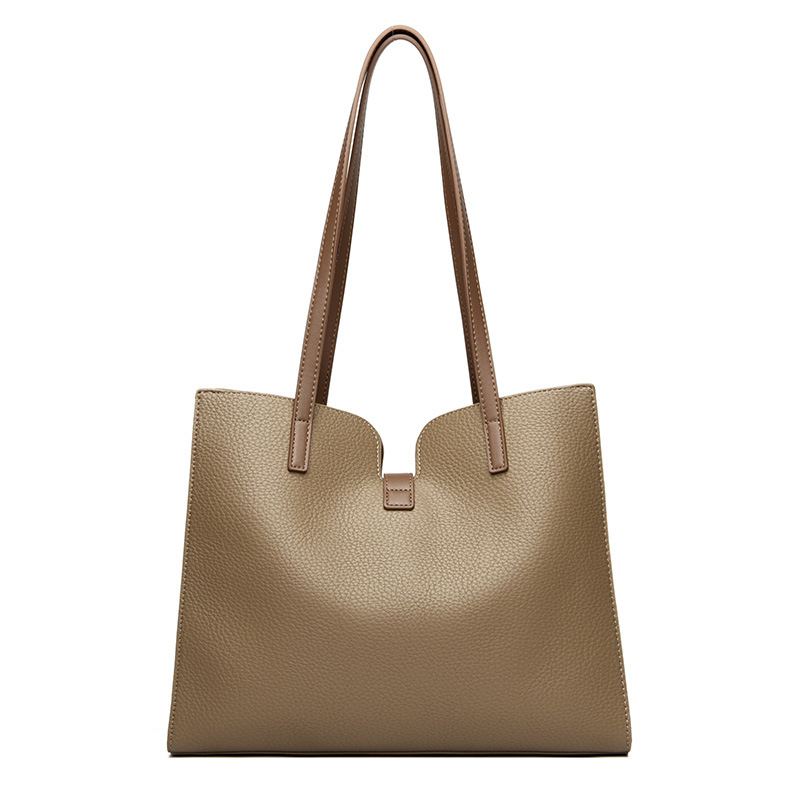 Cross-Border Genuine Leather Large Capacity Shoulder Tote Bag For Women, Casual Commuter Bag, Trendy Versatile Luxury Briefcase Underarm Bag - Thumbnail 4