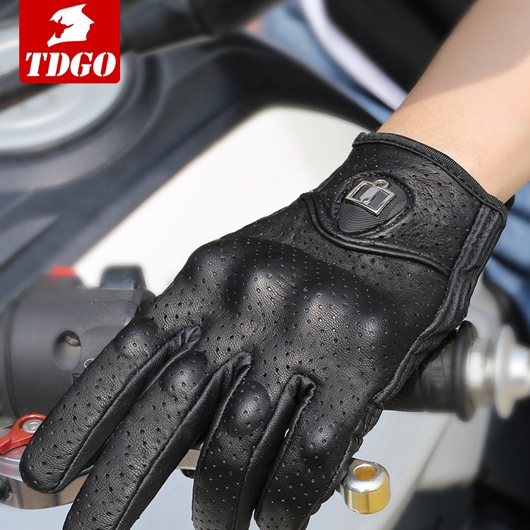 Guantes de ciclismo Guantes de ciclismo engrosados Motos de brisa primaveral Guantes a prueba de viento de piel de oveja transpirables de alta eficiencia para motocicleta