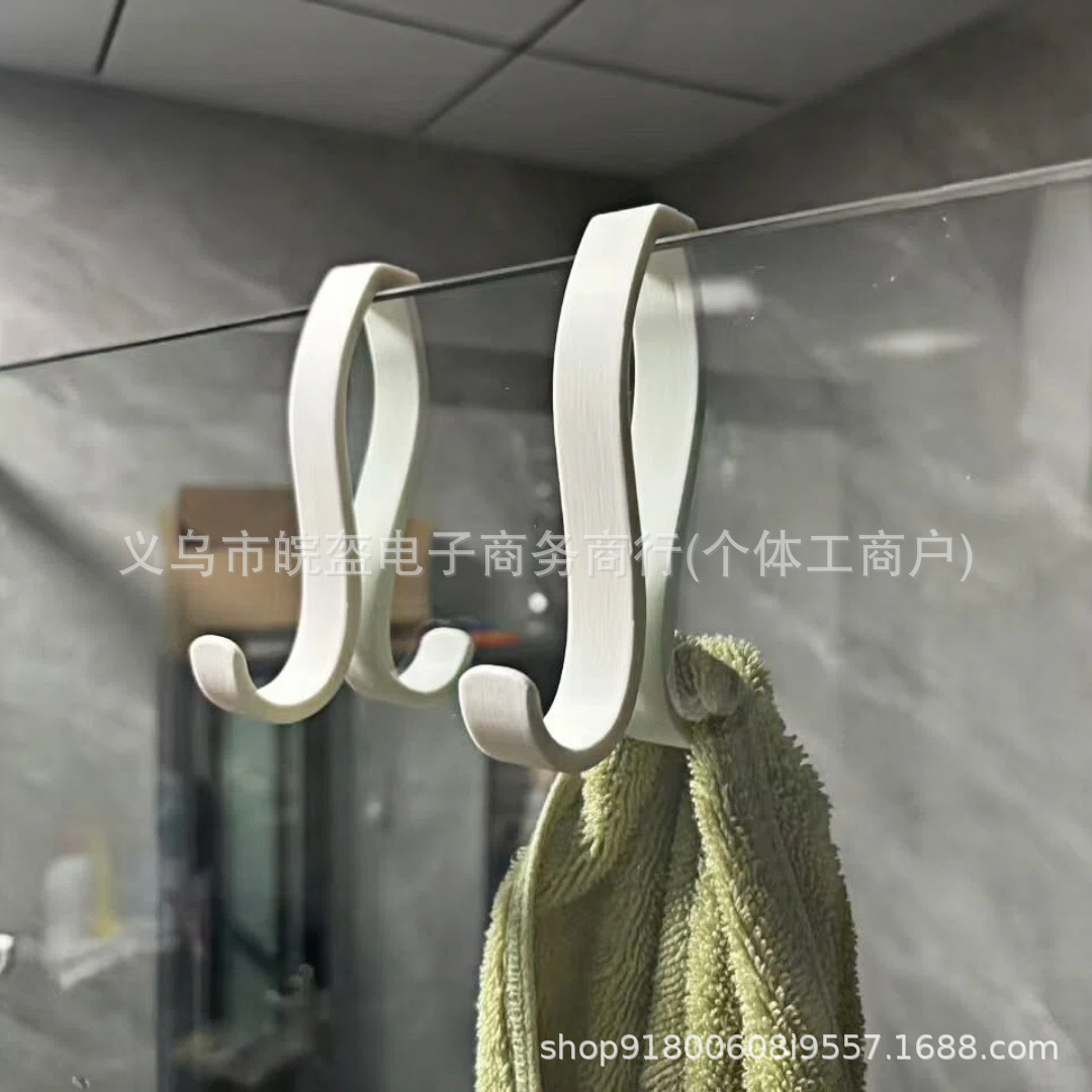 Cross-border bestseller: No-drill, waterproof, non-damaging bathroom towel double hook - bathroom storage hook
