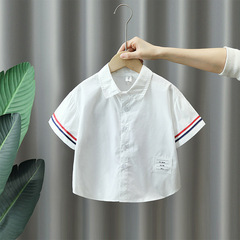3326男童短袖襯衫兒童白色襯衣夏季薄款2023新款寶寶夏裝小童上衣
