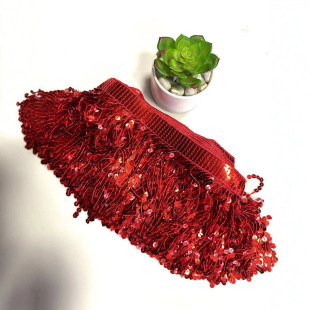 In-Stock 15cm Laser Sequin Ethnic Style Tassel Lace Fringe Latin Stage Costume Accessory Embroidery