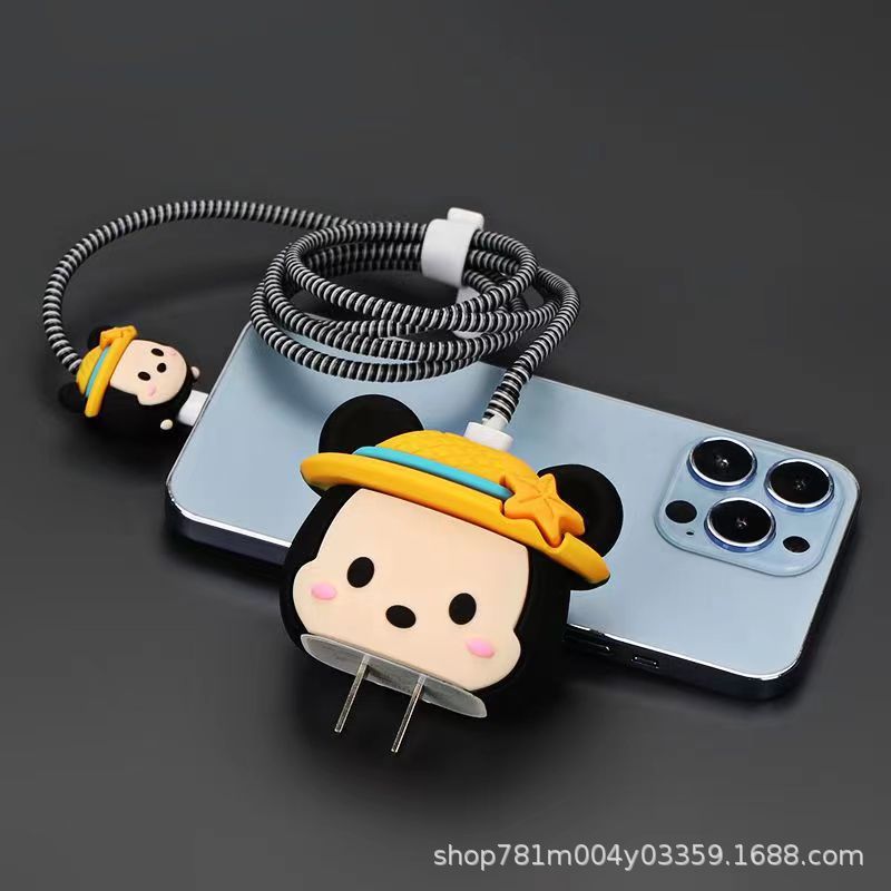 Nuevo cable de datos de dibujos animados cubierta protectora adecuado para Apple carga rápida cabeza 18/20W carga cabeza cubierta protectora Winder
