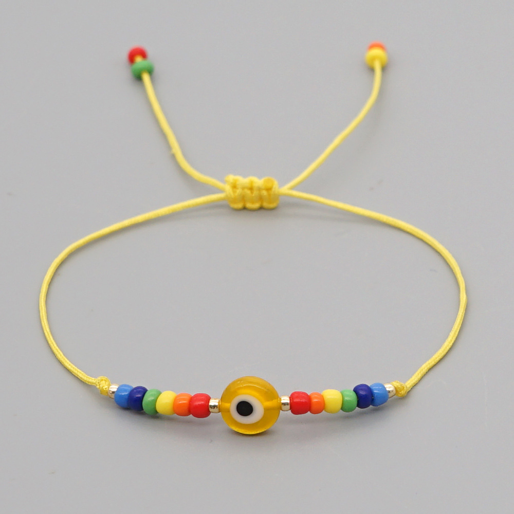 bohemian style glass beads eyes handwoven colorful enamel braceletpicture6