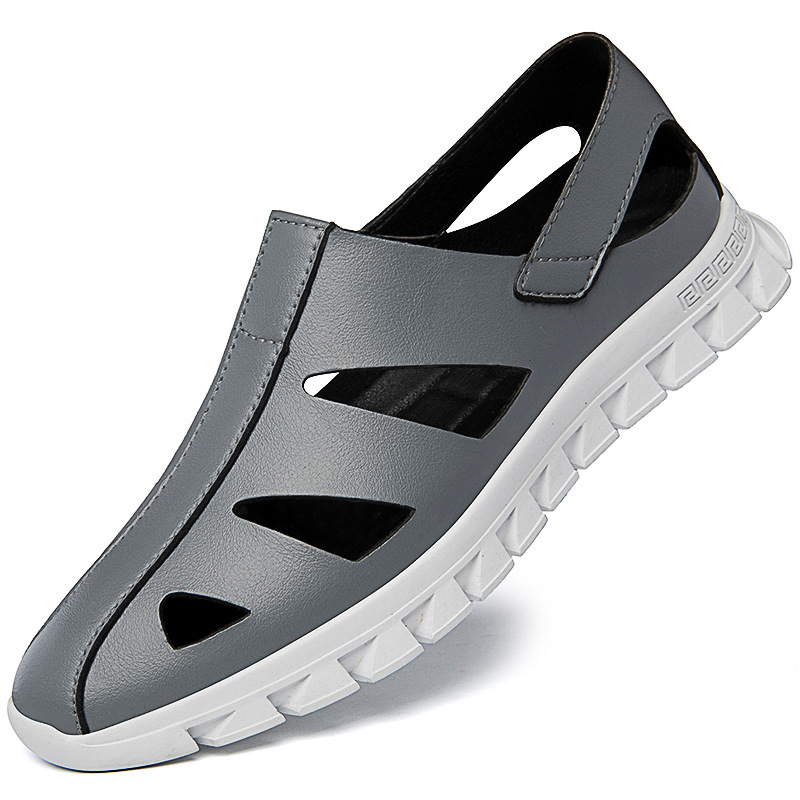 Summer Beach Sandals Super Fiber Men's Korean Style Fashionable Casual Men's Shoes Breathable Roman Driving Shallow Hole Shoes Summer Beach Sandals Super Fiber Men's Korean Style Fashionable Casual Men's Shoes Breathable Roman Driving Shallow Hole Shoes