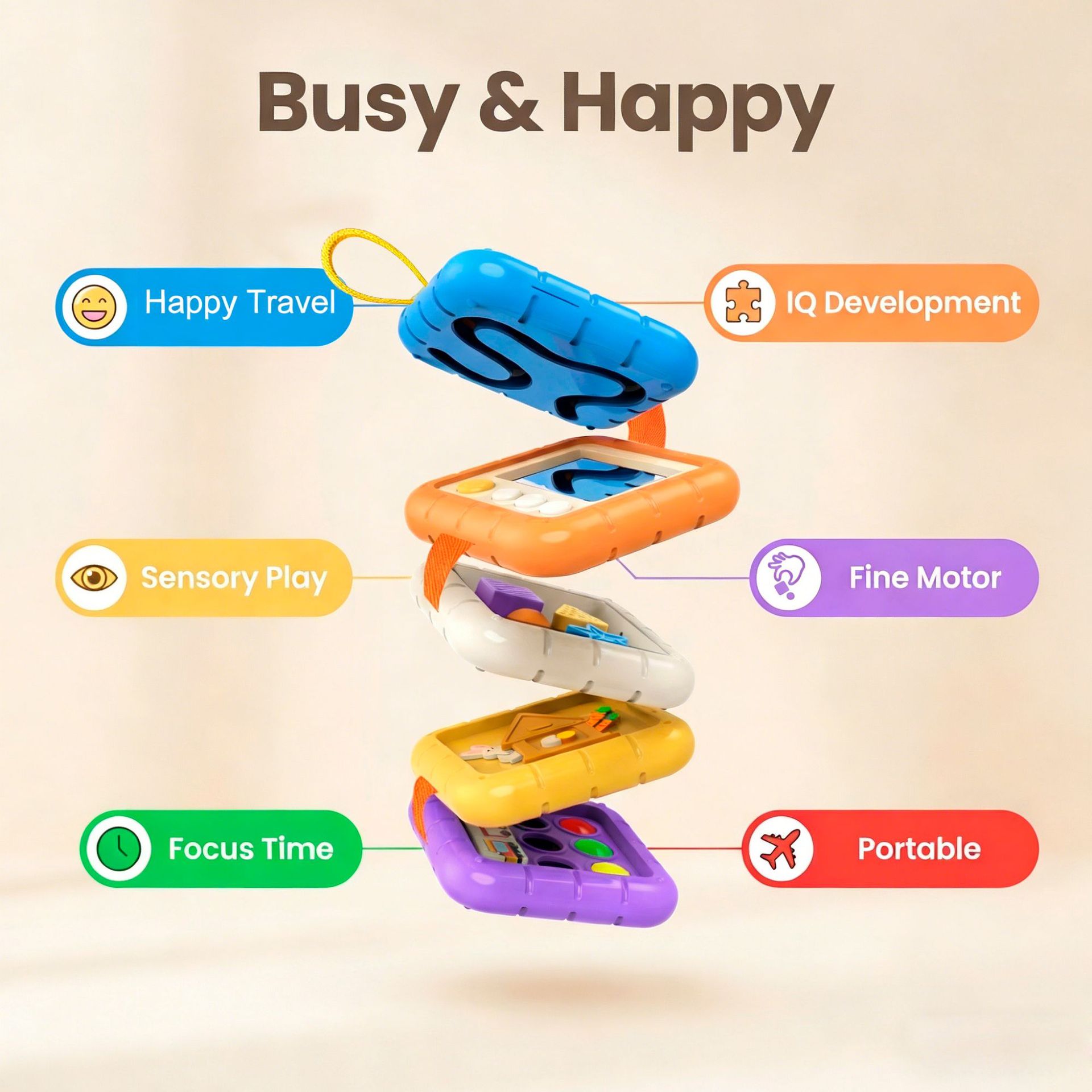 Busy Board Ayna Montessori Erken Eğitim Zeka Oyuncağı İnce Motor Becerisi Eğitim Oyunu Uluslararası Sertifikalı