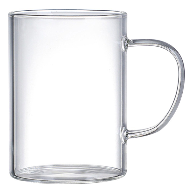 Taza de vidrio borosilicato de oficina taza de una sola capa mango de color taza de jugo de vidrio transparente de gran capacidad taza de bebida doméstica antimezcla