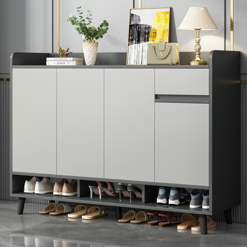 Gabinete de zapatos puerta doméstica pasillo en el gabinete de entrada de entrada de gran capacidad interior 2024 nuevo estante de zapatos de madera maciza explosiva
