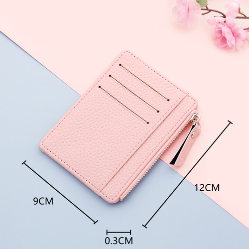 Women's ultra-thin card holder Korean style coin purse zipper card bag candy color bus student bank card holder dollar bag