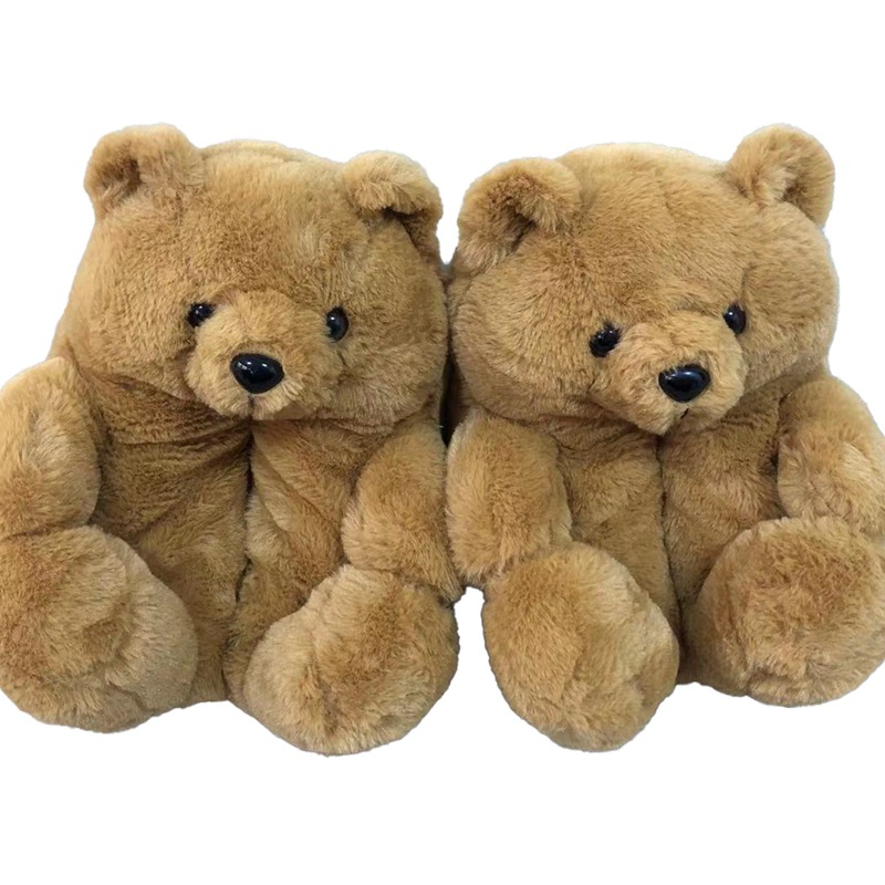 En stock oso de peluche zapatillas piso hogar felpa engrosada algodón zapatos calientes fábrica