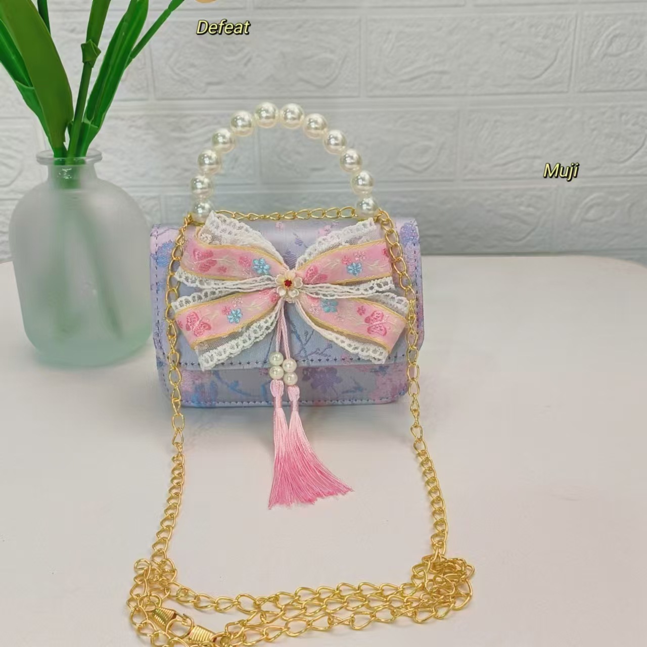 Bolso de perla bolso de estilo nacional bolso de niños nuevo estilo antiguo chino bolso de princesa bolso de cadena bolso de mochila accesorios