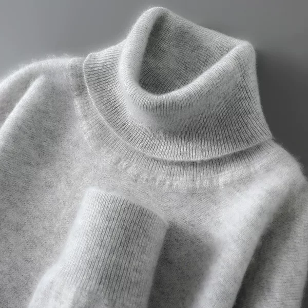 100% Pure Wool Sweater Men's High-Neck Pullover Business Sweater Autumn and Winter New Loose Knitted Base Wool Sweater