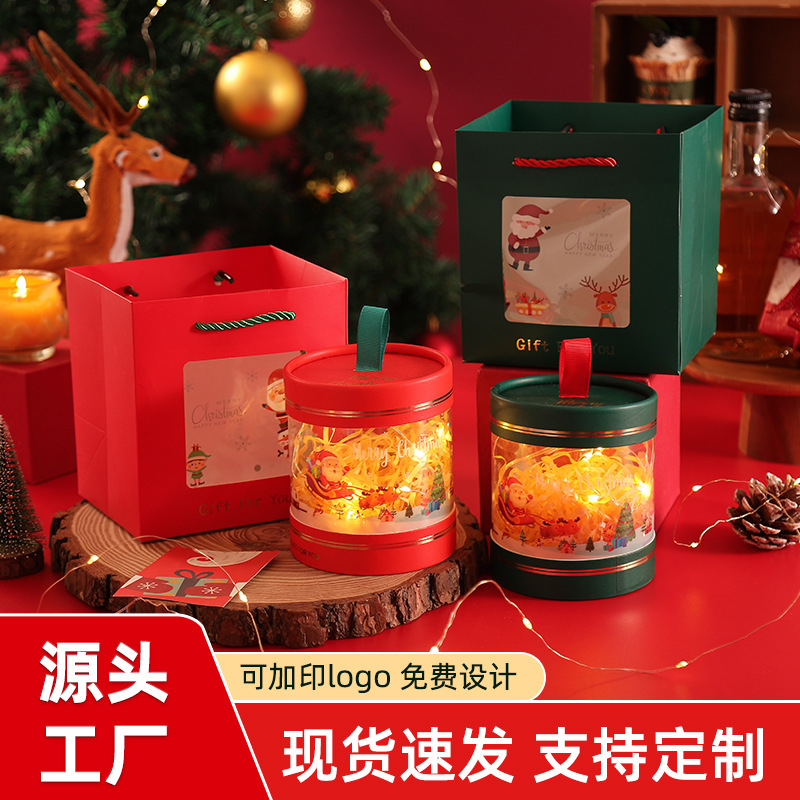 クリスマスリンゴ箱透明平安果包装箱お土産抱っこ桶平安夜リンゴ袋包装箱卸売り|undefined
