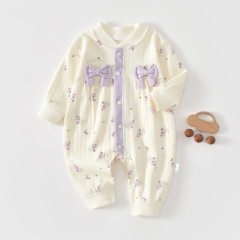 婴幼儿四季纯棉a类连体衣宝宝外出家居服时尚百日宴高级哈衣爬服