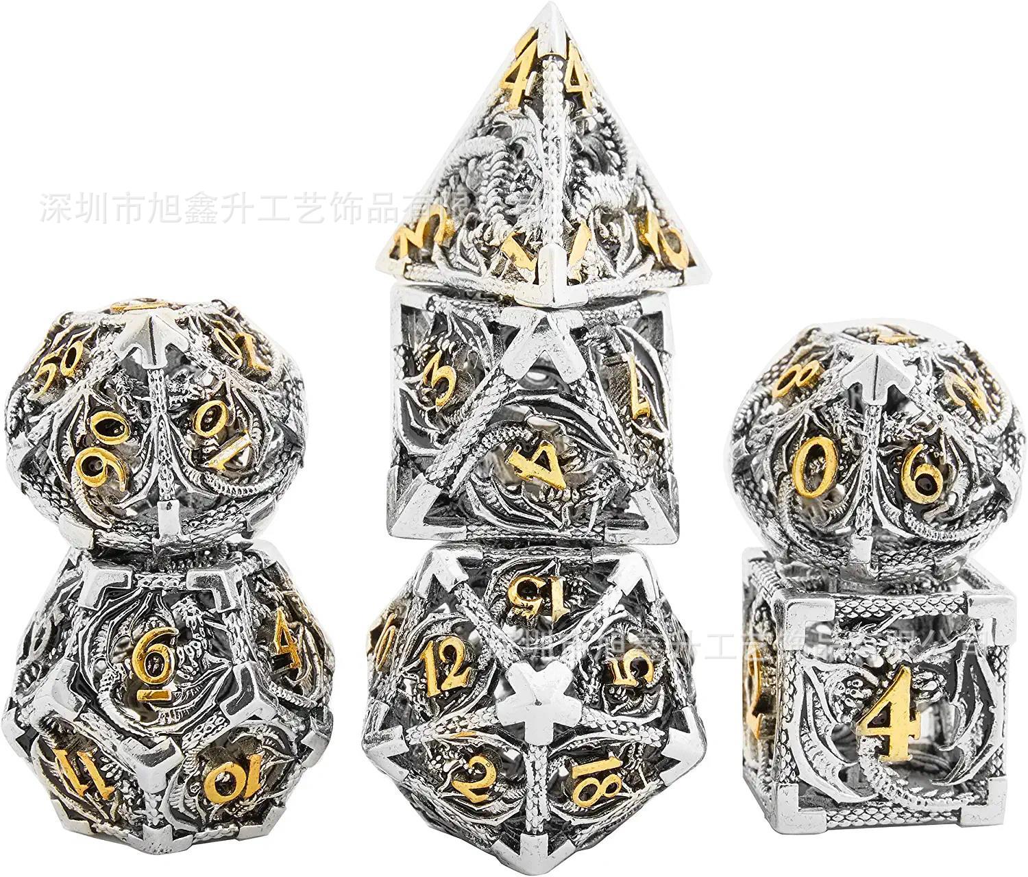 Kesulu metal hueco dragón Dados DND dragón y ciudad subterránea corriendo grupo juego de mesa multi-Cara dados digitales al por mayor D20