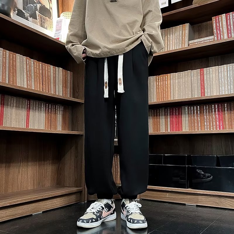 Pantalones casuales de todo fósforo pantalones casuales de pierna recta sueltos para hombre 2024 pantalones con corsé para hombre de moda