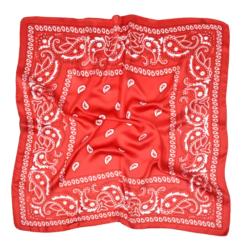 跨境新款70cm仿真 丝腰果花女丝巾 欧美街头装饰印花卷边方巾批发