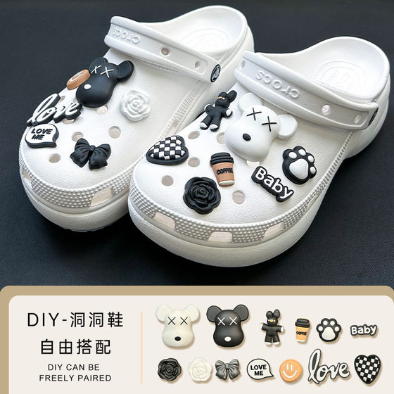 [violent bear series] hole shoes shoes flower detachable diy cartoon accessories high sense shoe buckle in stock