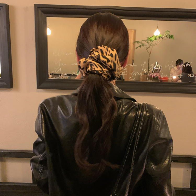 Cool Little Wild Cat Sexy Leopard Print Large Intestine Hair Band Rubber Band Women's Hair Tie High-End Ponytail Ancient Style Hair Accessories_voghion.com