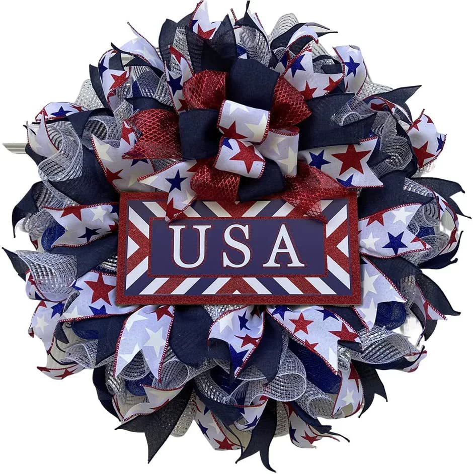 2023 День независимости Флаг Гирлянда Входная дверь Венок Входная дверь украшения праздничные сцены украшения