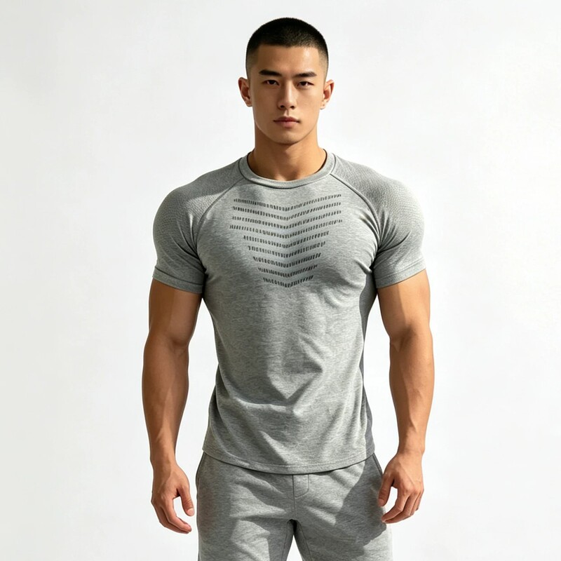 American-Style Seamless Jacquard Sports Cuffed Shark-Pattern Short-Sleeve Quick-Dry Training Fitness Elastic Slim-Fit T-Shirt for Men American-Style Seamless Jacquard Sports Cuffed Shark-Pattern Short-Sleeve Quick-Dry Training Fitness Elastic Slim-Fit T-Shirt for Men