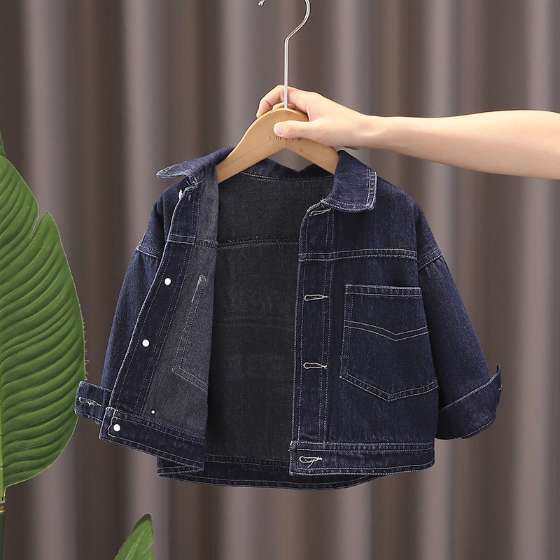 Chaqueta vaquera nueva de otoño 2026 para niños, tops retro con letras, chaquetas modernas para niñas, ropa exterior estilo coreano.