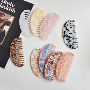 Amazon Cross-border Hot Acetic Acid Plate Comb European and American Popular Hair Comb Anti-static Marble Pattern Color Hair Comb